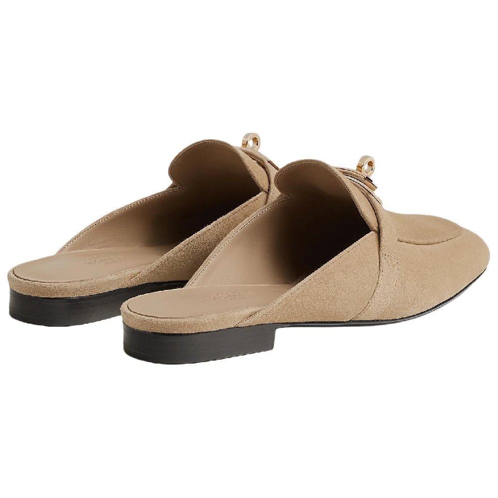 HERMES Oz Closed Toe Slippers Women's Beige