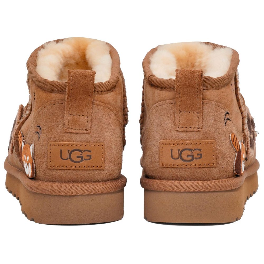 UGG CLASSIC ULTRA MINI Kaleidoscope Dry-Faced Bear Box Warm Slip-Resistant Short Snow Boots Women's Chestnut