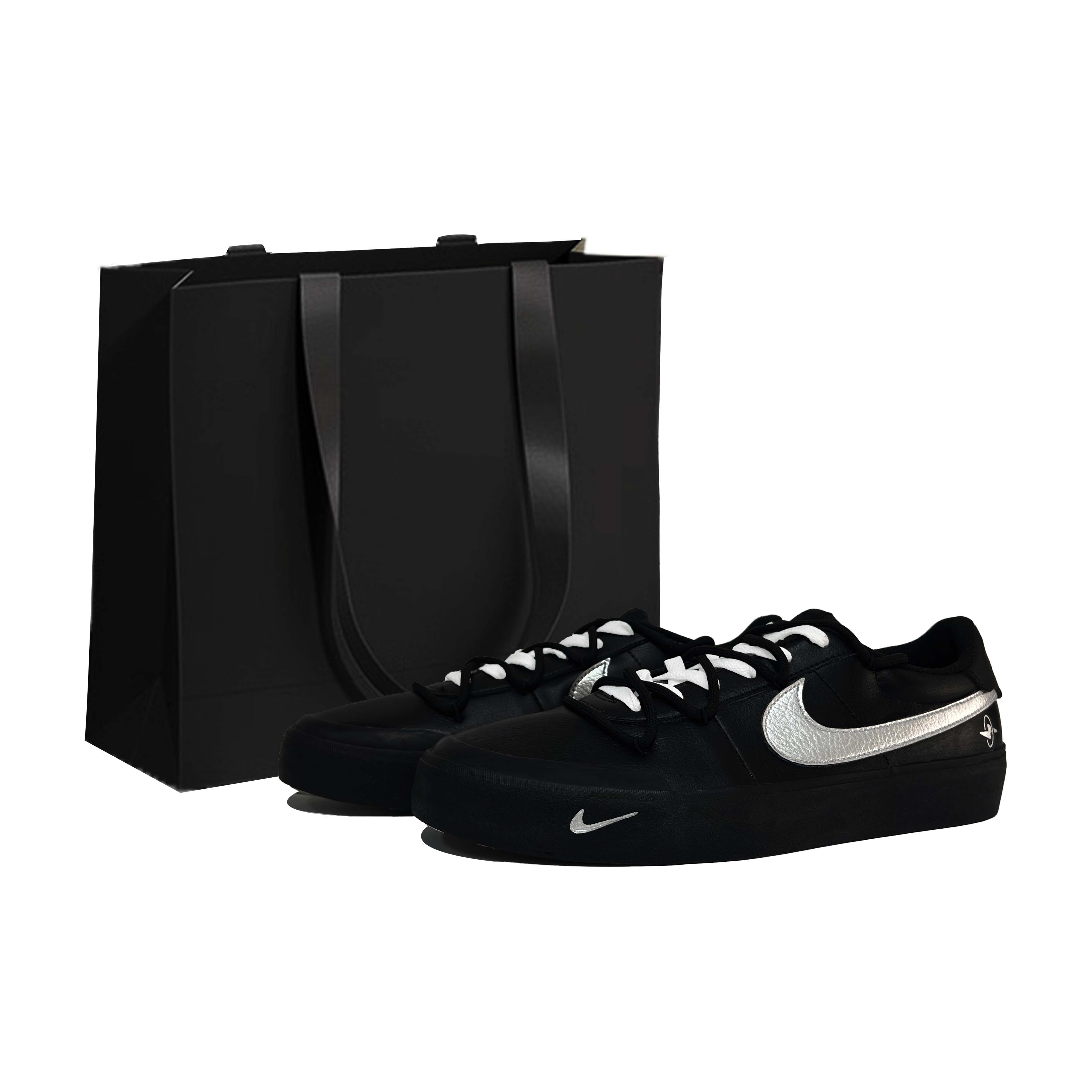 Nike Court Shot Black Warrior Abrasion Resistant Low Top Skateboard Shoes Unisex Black Silver