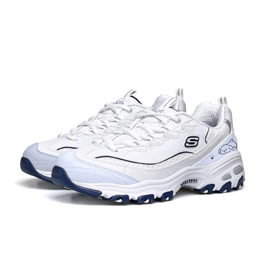 Skechers DLITES WAO Anti Slip And Wear Resistant Height Increasing Low Top Chunky Sneakers Women's White Blue