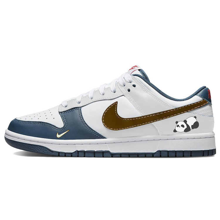 Nike Dunk Anti-Slip Wear-Resistant Low-Top Skateboard Shoes Men's White Navy Blue