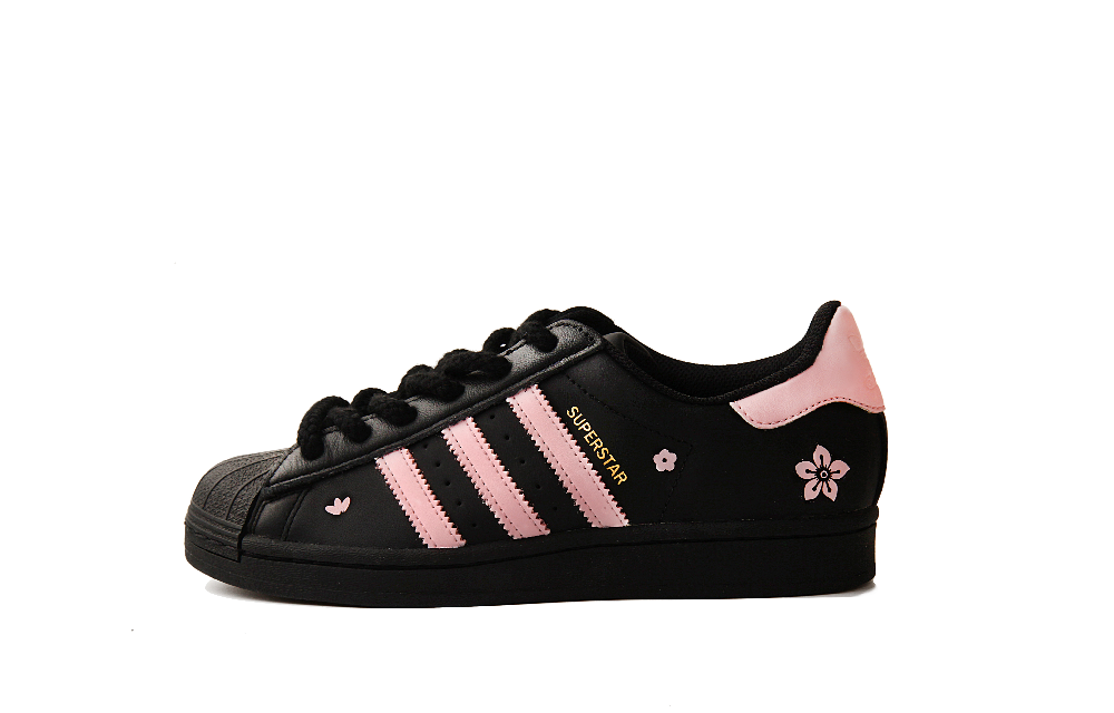 Adidas Originals SUPERSTAR Abrasion-Resistant Slip-Resistant Low-Top Skateboard Shoes Unisex Black Pink