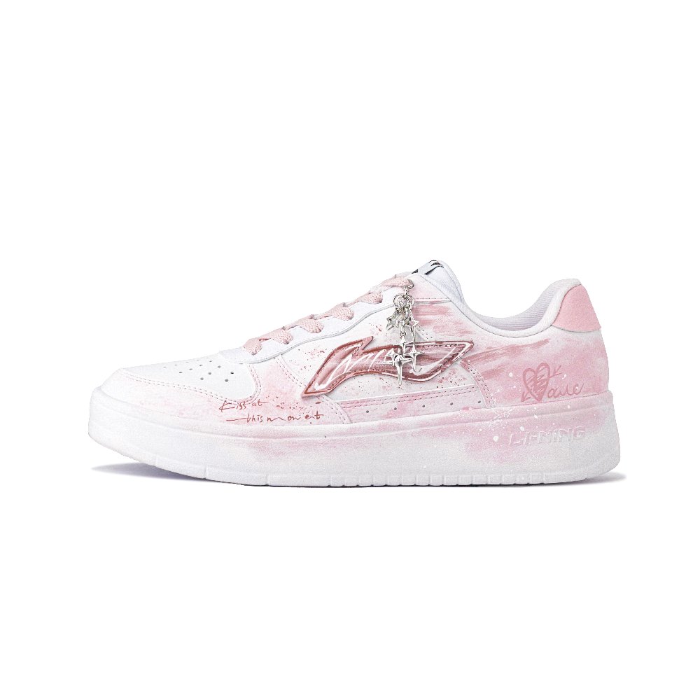 LiNing Pontoon Boats Abrasion Resistant Coverage Low Top Skateboard Shoes Unisex Pink