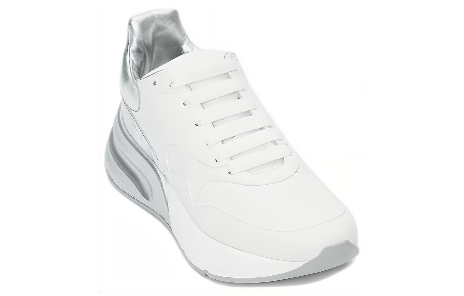 Alexander McQueen Oversized Cushioning Low-Top Casual Shoes Men's White Silver
