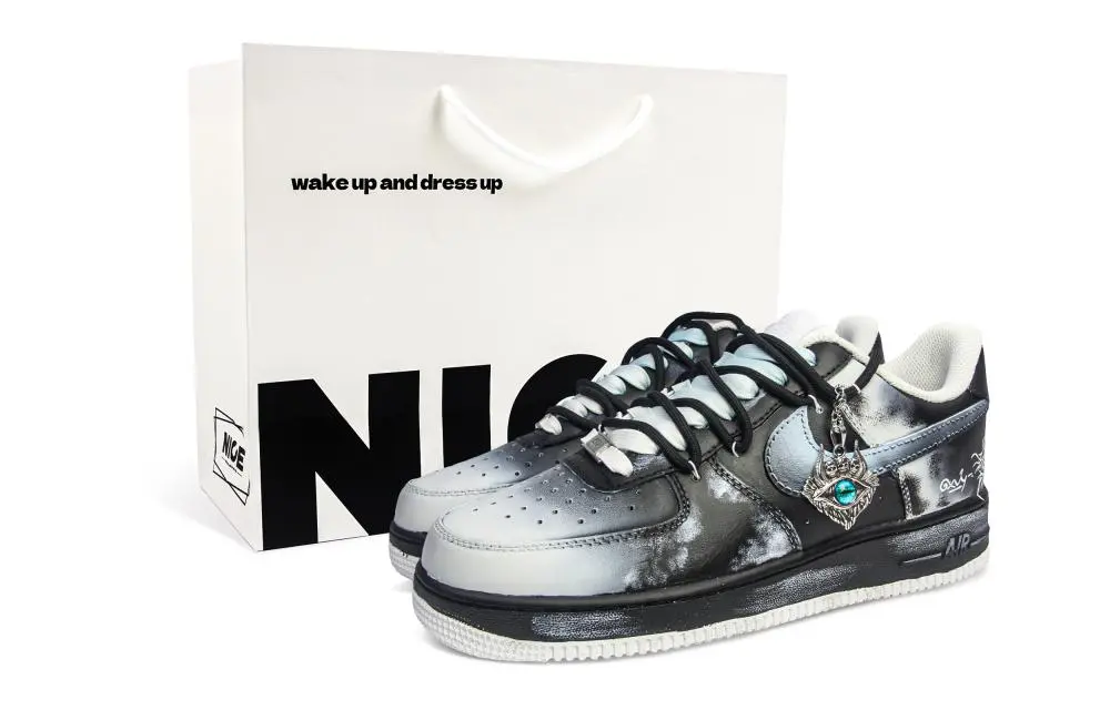 Nike Air Force 1 Abrasion Resistant Low top Skateboard Shoes Unisex Black Gray