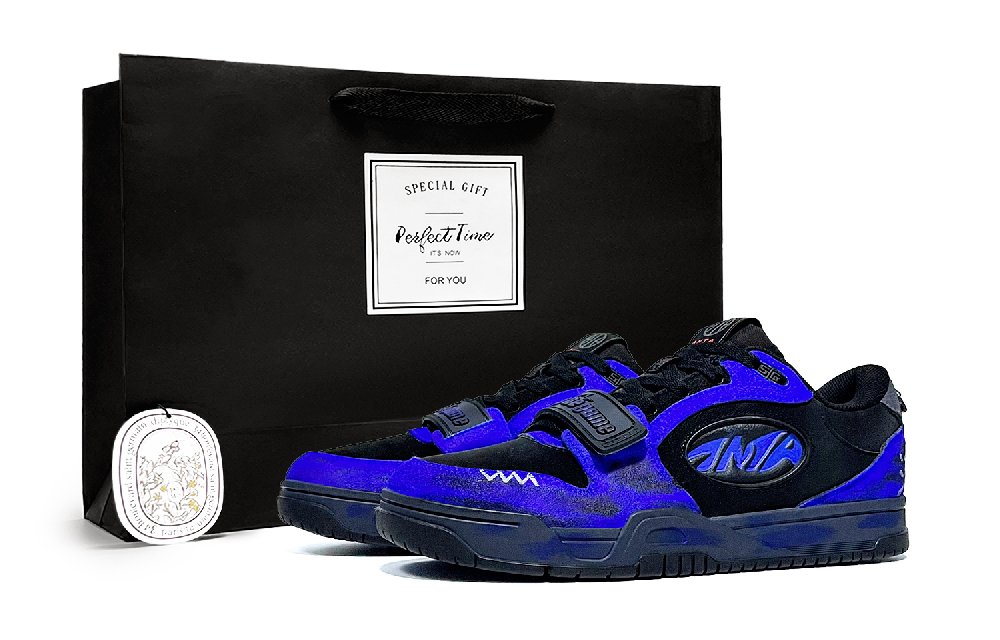 Anta Coverage Slip Resistant And Abrasion Resistant Low Top Skateboard Shoes Men's Klein Blue