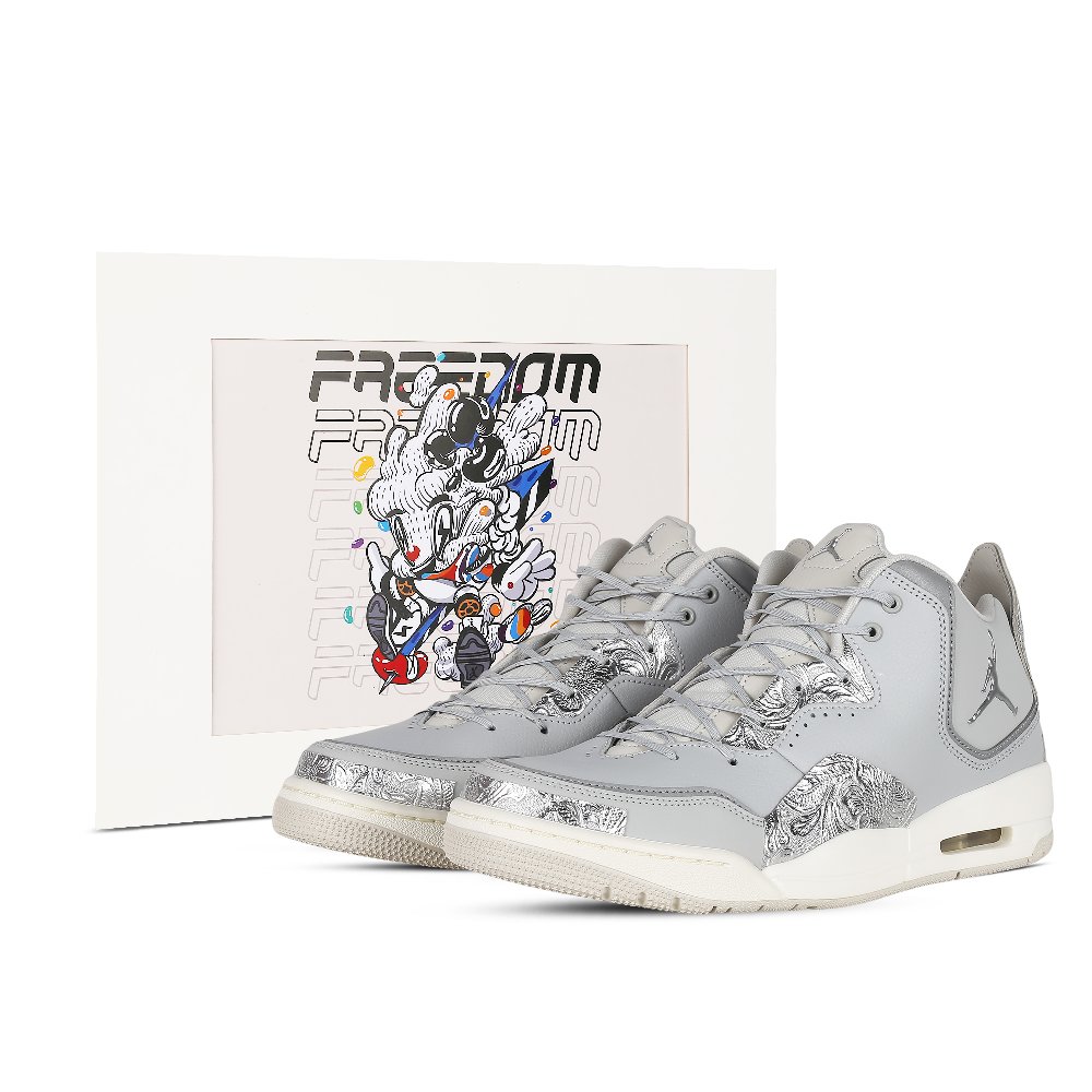 JORDAN Courtside 23 Vintage Basketball Shoes Men Mid Top Gray Silver