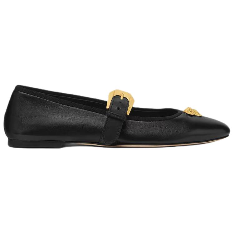 VERSACE La Medusa Versace Flat Mary Jane Shoes Women's Black
