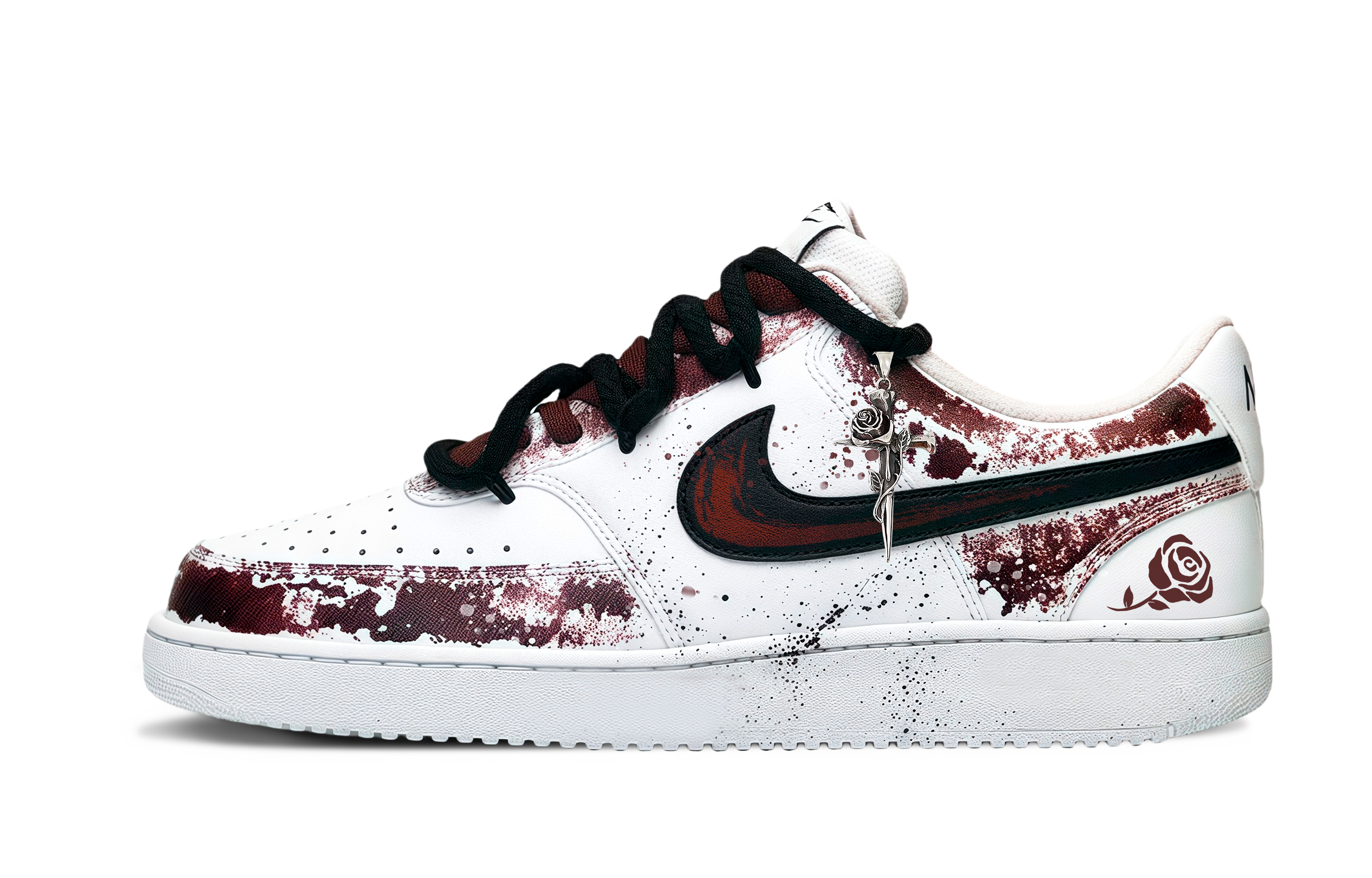 Nike Court Vision 1 Rose Box Abrasion Resistant Low top Skateboard Shoes Unisex Red White