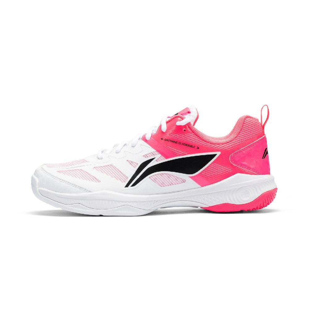 LiNing Shock Absorbers Rebound Low Top Badminton Shoes Unisex White Pink