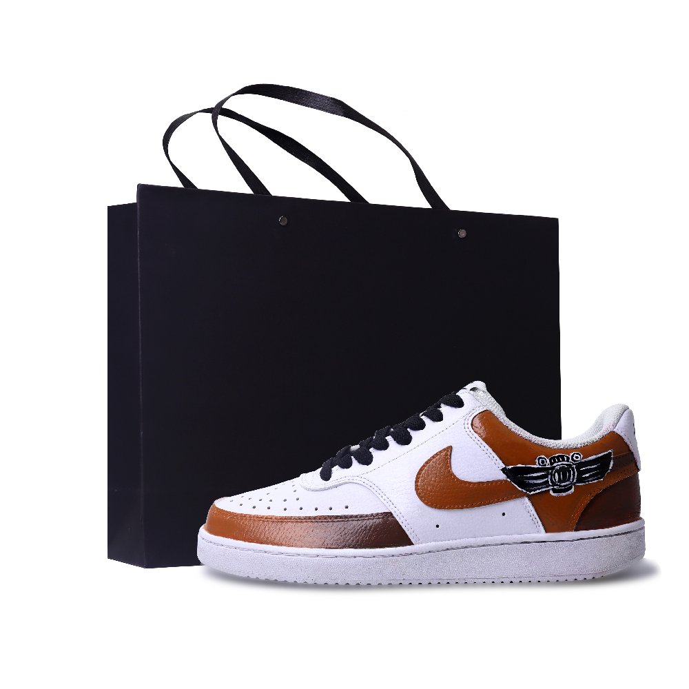 Nike Court Vision 1 Low Top Skateboard Shoes Unisex White Brown Black