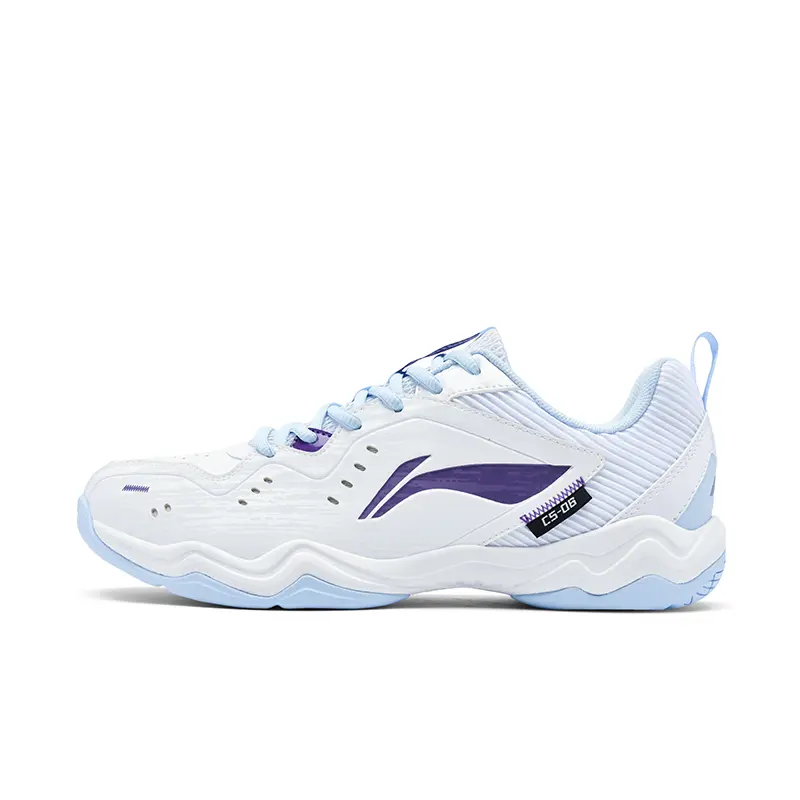LiNing Shock Absorbers Slip Resistant Abrasion Resistant Low top Badminton Shoes Unisex White Blue Purple
