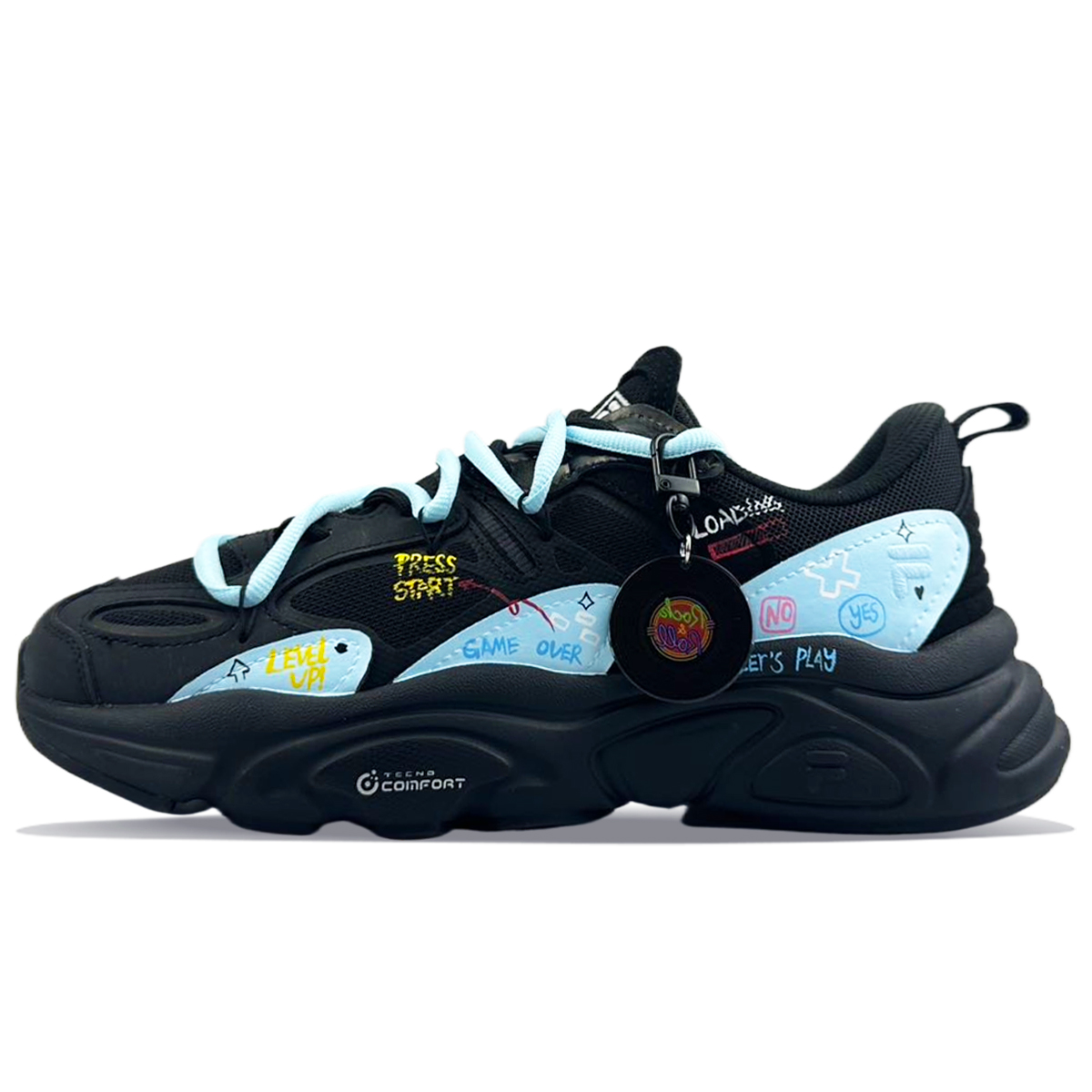 FILA Mars 2 Shock Absorbers With Slip Resistant And Abrasion Resistant Properties Low Top Casual Shoes Men's Black Blue