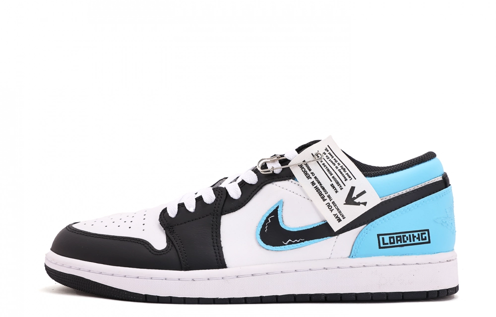 Jordan Air Jordan 1 Abrasion Resistant Coverage Low top Vintage Basketball Shoes Unisex Black Blue