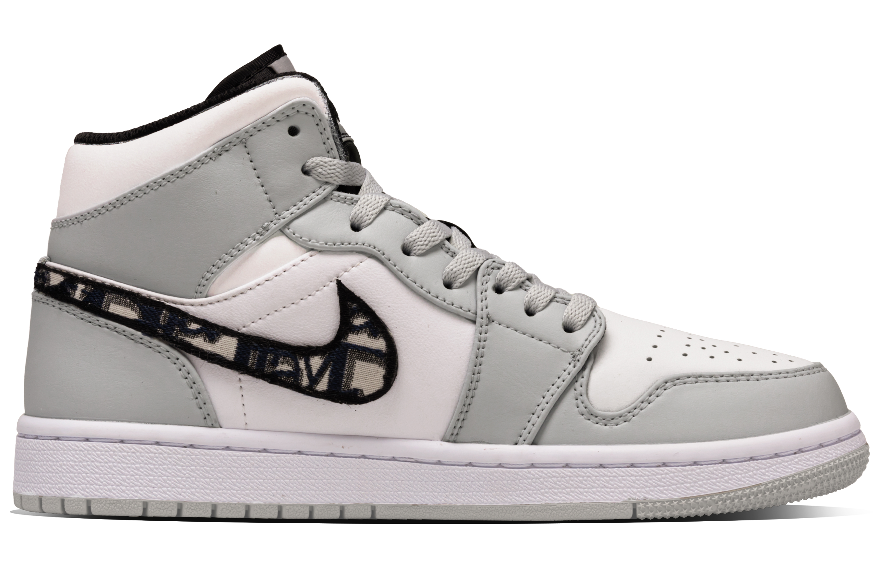 Jordan Air Jordan 1 Ollie Abrasion Resistant Mid top Vintage Basketball Shoes Men's White Gray