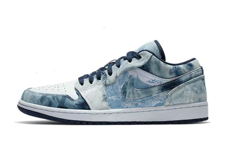 Jordan Air Jordan 1 Durable Breathable Low-Top Vintage Basketball Shoes Men's White Blue
