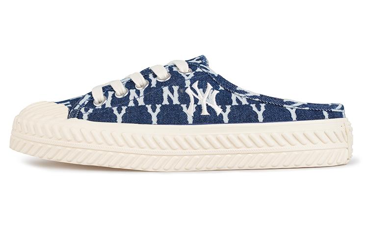 MLB Playball Mule Mono Denim Wear-Resistant Low-Top Canvas Shoes Unisex Denim Dark Blue