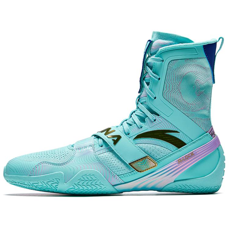 Anta Anti Slip Wear Resistant High Top Professional Boxing Shoes Men's Green Black