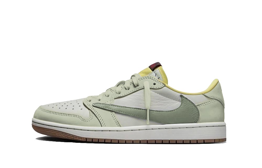 Travis Scott x Jordan Air Jordan 1 Anti Slip Wear Resistant Low Top Vintage Basketball Shoes Unisex Green