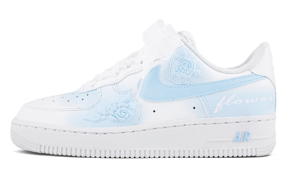 Nike Air Force 1 Slip Resistant Low Top Skateboard Shoes Women's White Blue