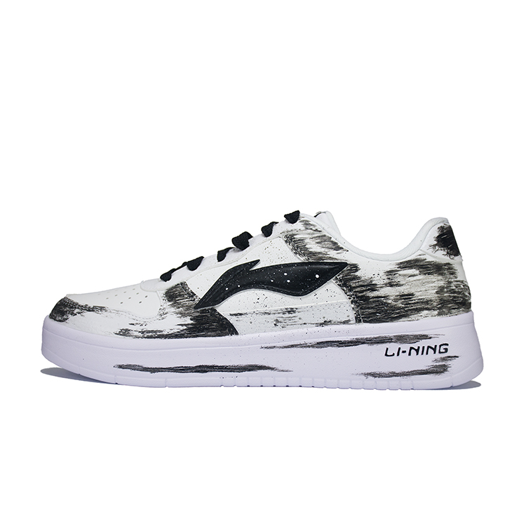 LiNing Pontoon Boats Anti-Slip Wear-Resistant Low-Top Skateboard Shoes Men's Black White