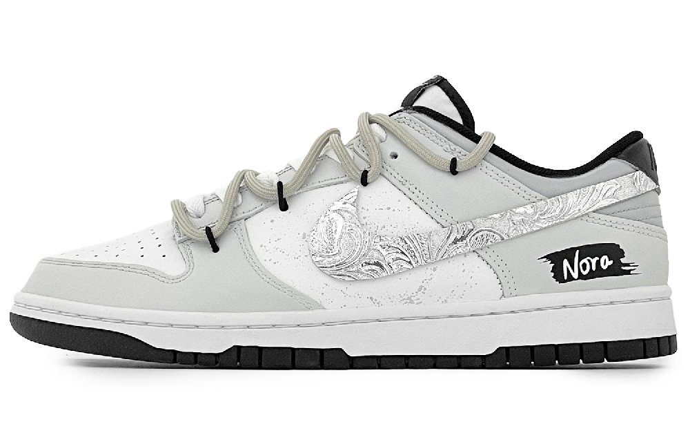Nike Dunk Low Top Skateboard Shoes Men's Silver White
