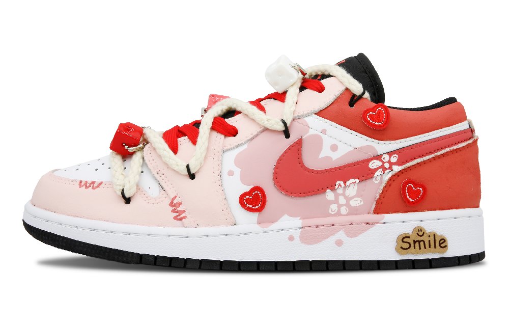 Jordan Air Jordan 1 Low Top Vintage Basketball Shoes GS Pink White