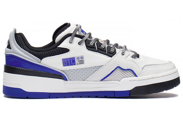 LiNing 001 BTC SP Slip-Resistant Cushioning Wear-Resistant Low-Top Skateboard Shoes Men's White Blue