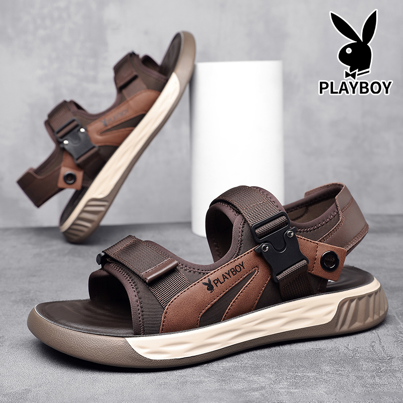 Playboy Beach Sandals Men Brown/Green/Gray