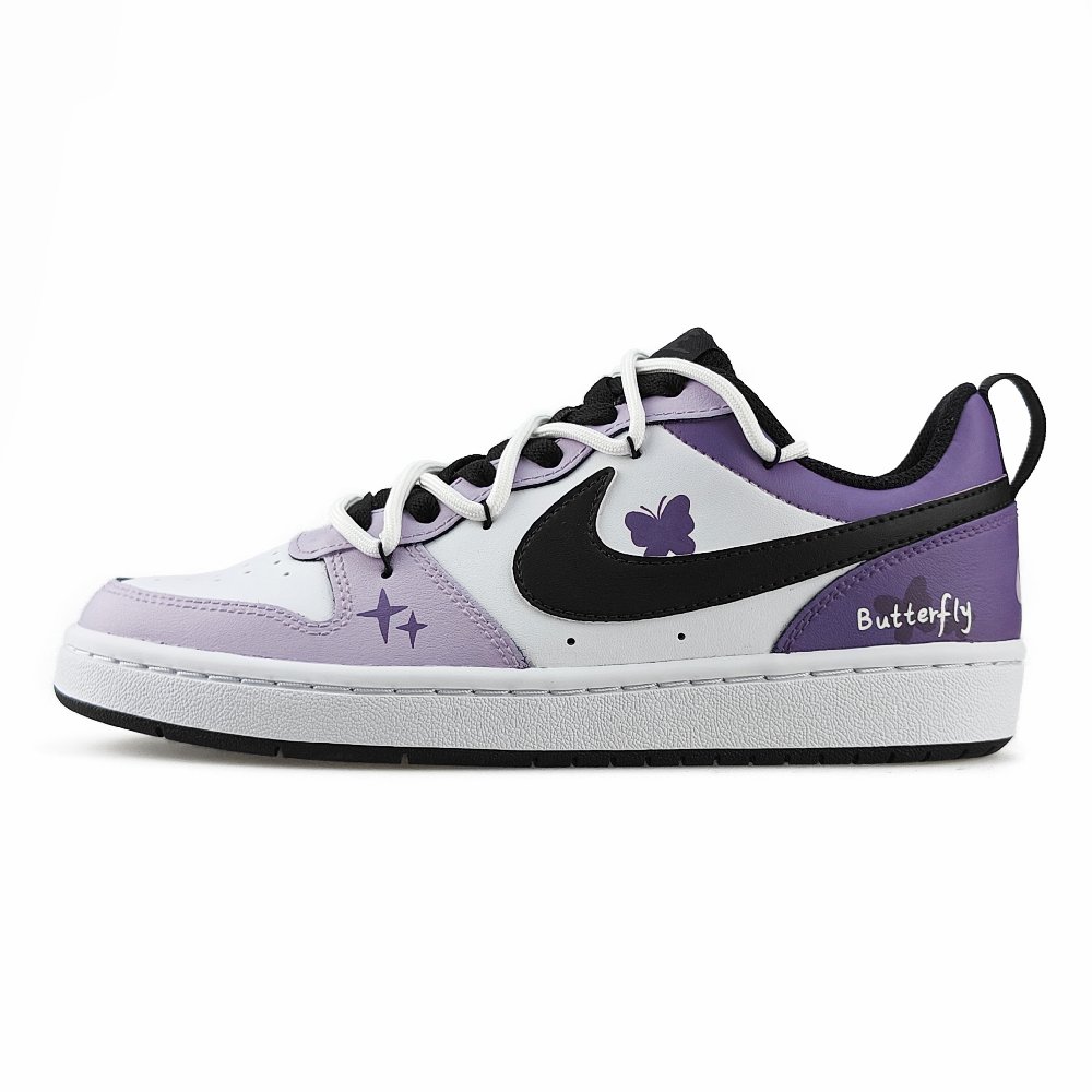 Nike Court Borough Slip-Resistant Cushioning Abrasion-Resistant Low-Top Skateboard Shoes GS Purple White