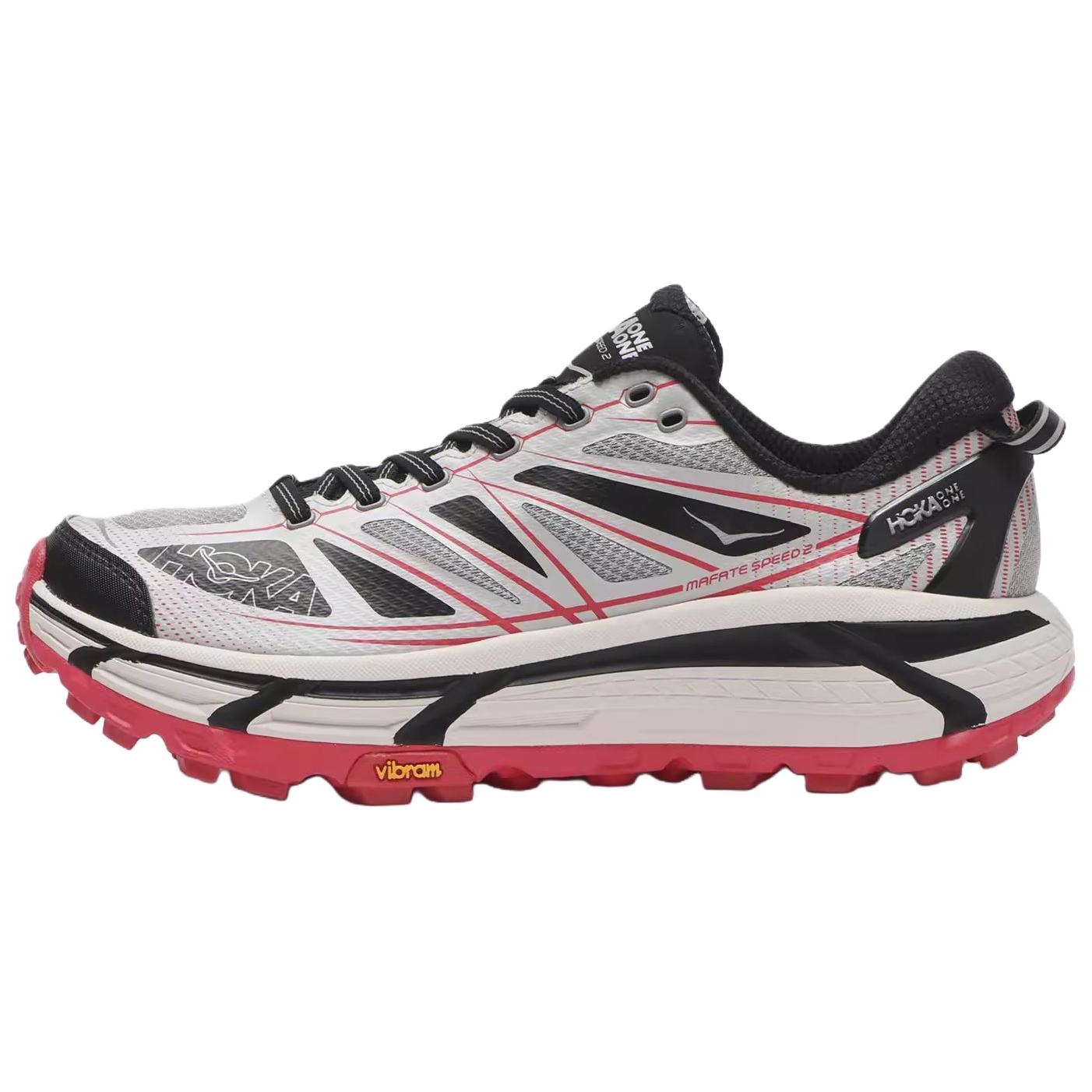 HOKA ONE ONE Mafate Speed 2 Anti Slip Wear Resistant Low Top Running Shoes Unisex Gray Red купить в интернет-магазине Yoocart с быстрой доставкой по России.