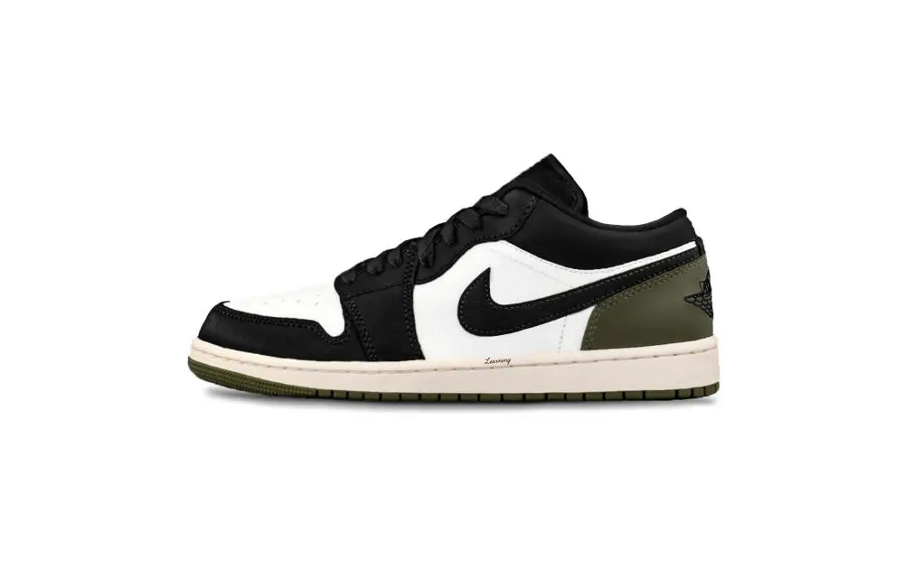 Jordan Air Jordan 1 Jasper Realm Cushioning, Wear Resistant Low top Vintage Basketball Shoes Unisex Black Green