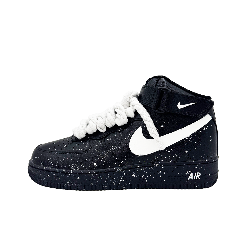 Nike Air Force 1 Anti Slip Wear Resistant Mid Top Skateboard Shoes Unisex Black White