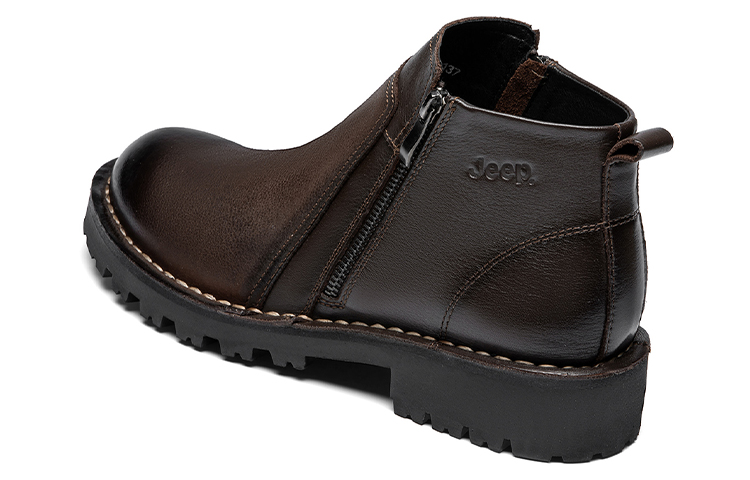 Jeep Casual Leather Shoes Men's High top Dark Brown купить в интернет-магазине Yoocart с быстрой доставкой по России.