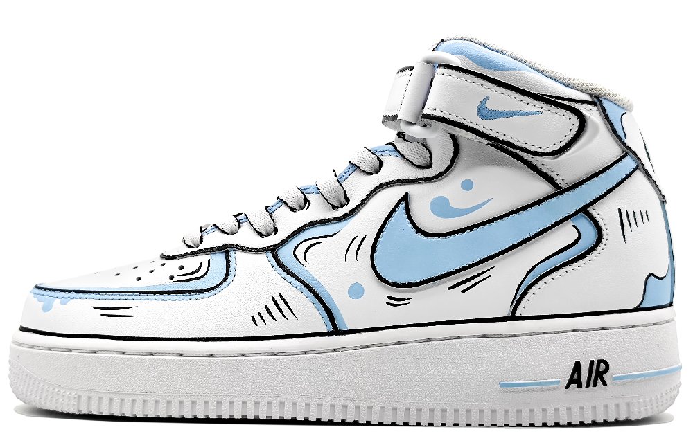 Nike Air Force 1 Mid-Top Skateboard Shoes Men's Blue Gray