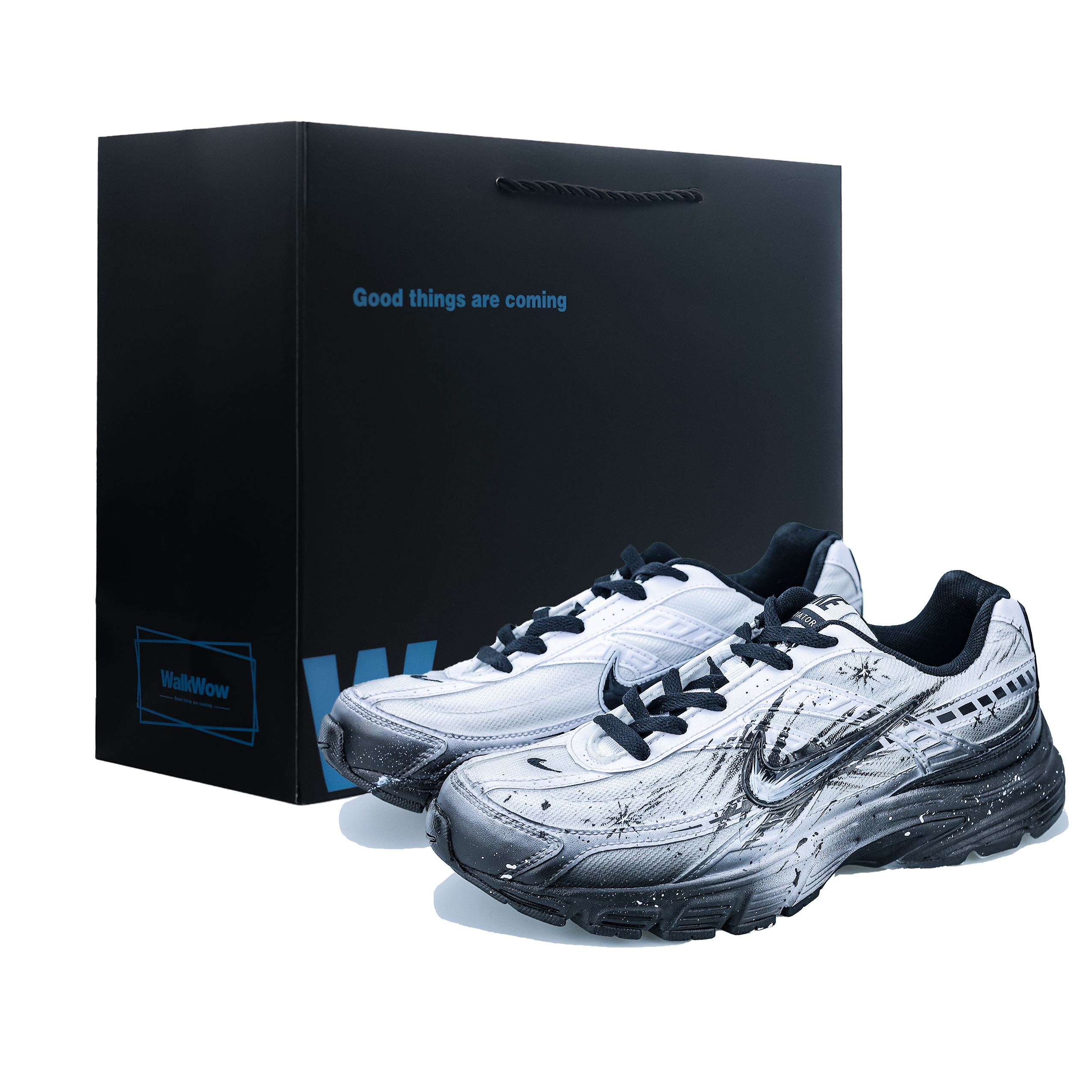 Nike Initiator Cushioning, Breathable, Supportive Low top Outdoor Shoes Unisex Silver White Black