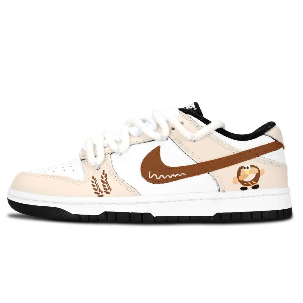 Nike Dunk Black White, Wheat Man Walking Abrasion Resistant Low top Skateboard Shoes Unisex Brown