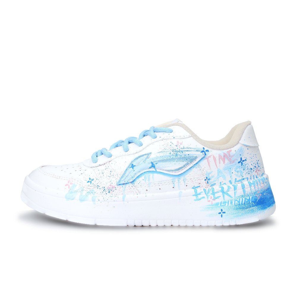 LiNing Pontoon Boats Abrasion Resistant, Lightweight, And Breathable Low Top Skateboard Shoes Unisex White Blue Pink