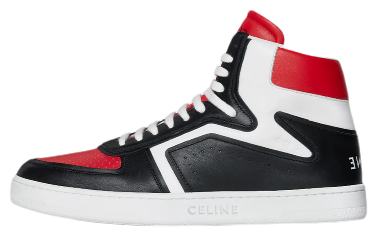 CELINE High Top Stylish Skateboarding Shoes Men's Black White Red