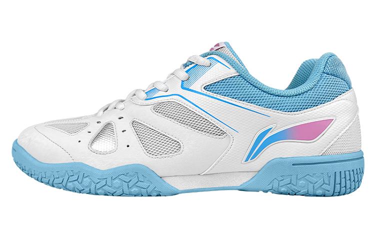 LiNing Cushioning, Slip Resistant, And Abrasion Resistant Functionality Low top Table Tennis Shoes Unisex White Blue