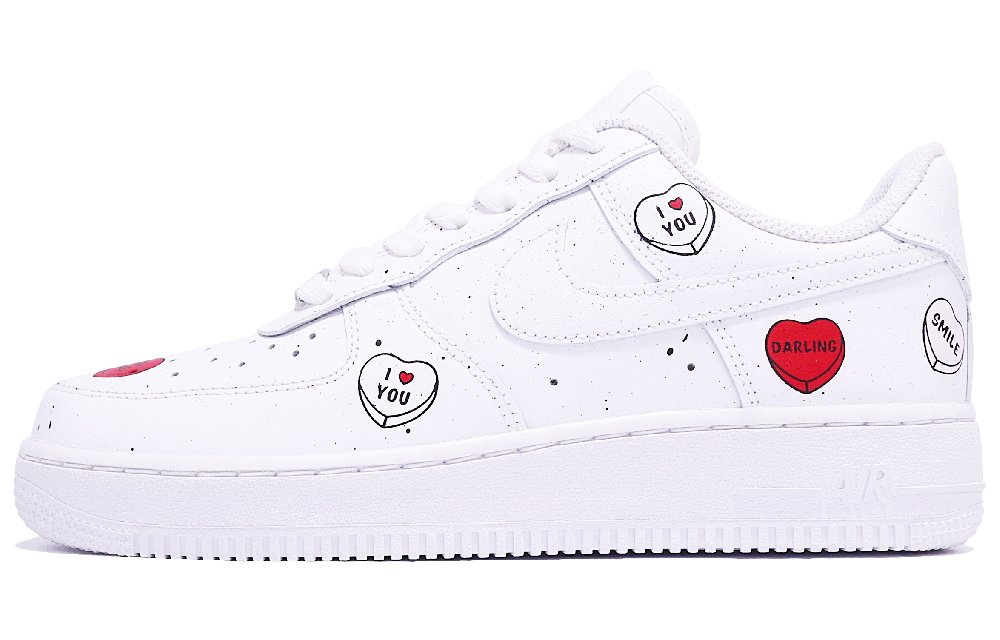 Nike Air Force 1 Low 'Triple White' Low-Top Skateboard Shoes Women's White Red