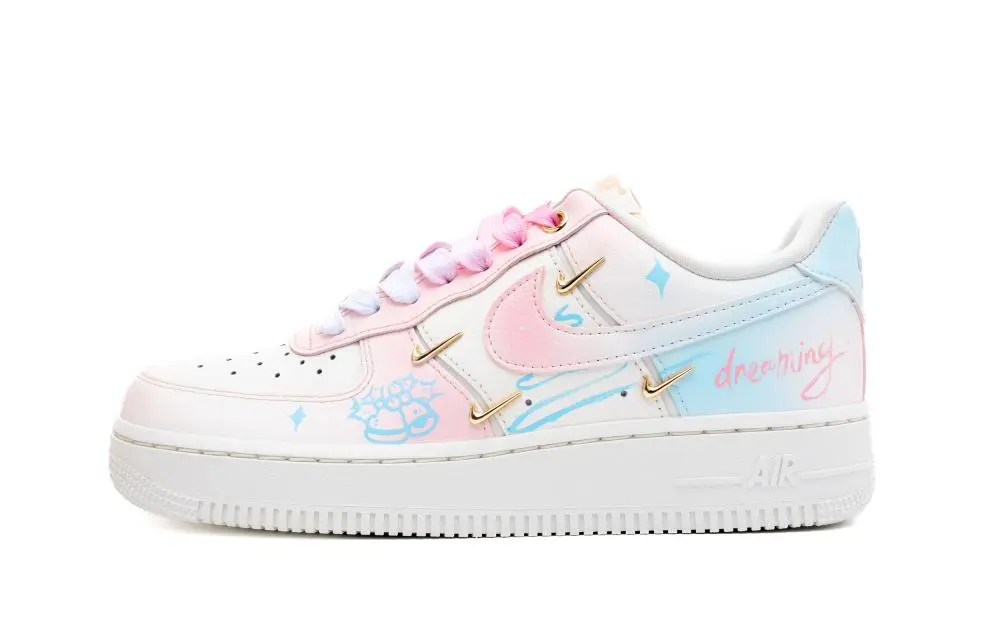 Nike Air Force 1 Excessive Sugar Content Abrasion Resistant Low top Skateboard Shoes Women's White