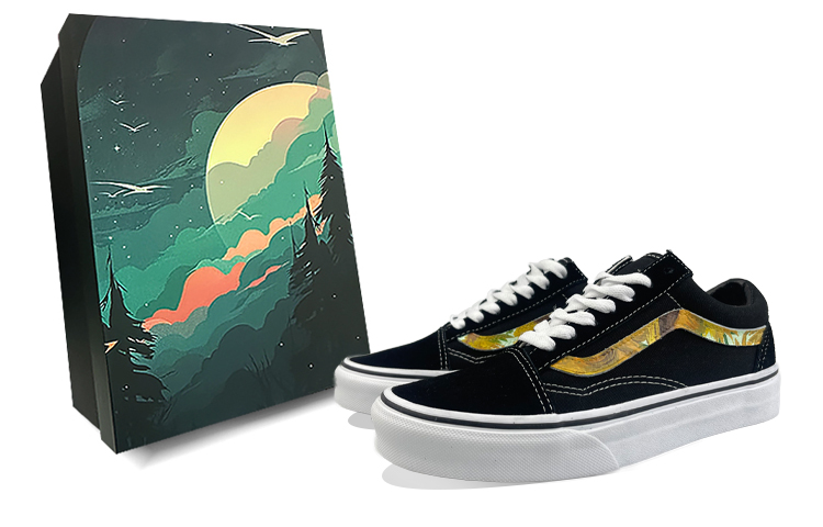 Vans Old Skool Black Cushioning Wear-Resistant Low-Top Skateboard Shoes Unisex Black Yellow