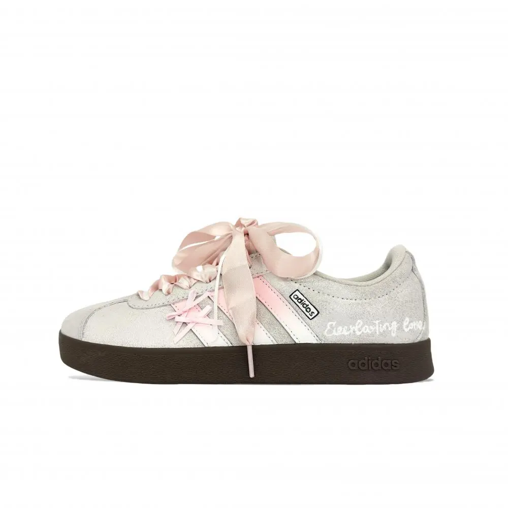 Adidas VL COURT 2.0 Spring Ballet Anti Slip Wear Resistant Low Top Skateboard Shoes Women's Gray Pink