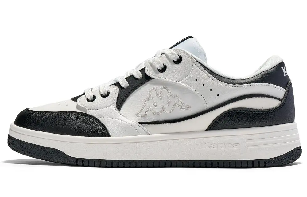 Kappa Anti-Slip Wear-Resistant Low-Top Skateboard Shoes Unisex Black White