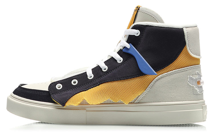 LiNing Slip Resistant, Abrasion Resistant, Balance, Breathable High Top Skateboard Shoes Men's Blue Yellow