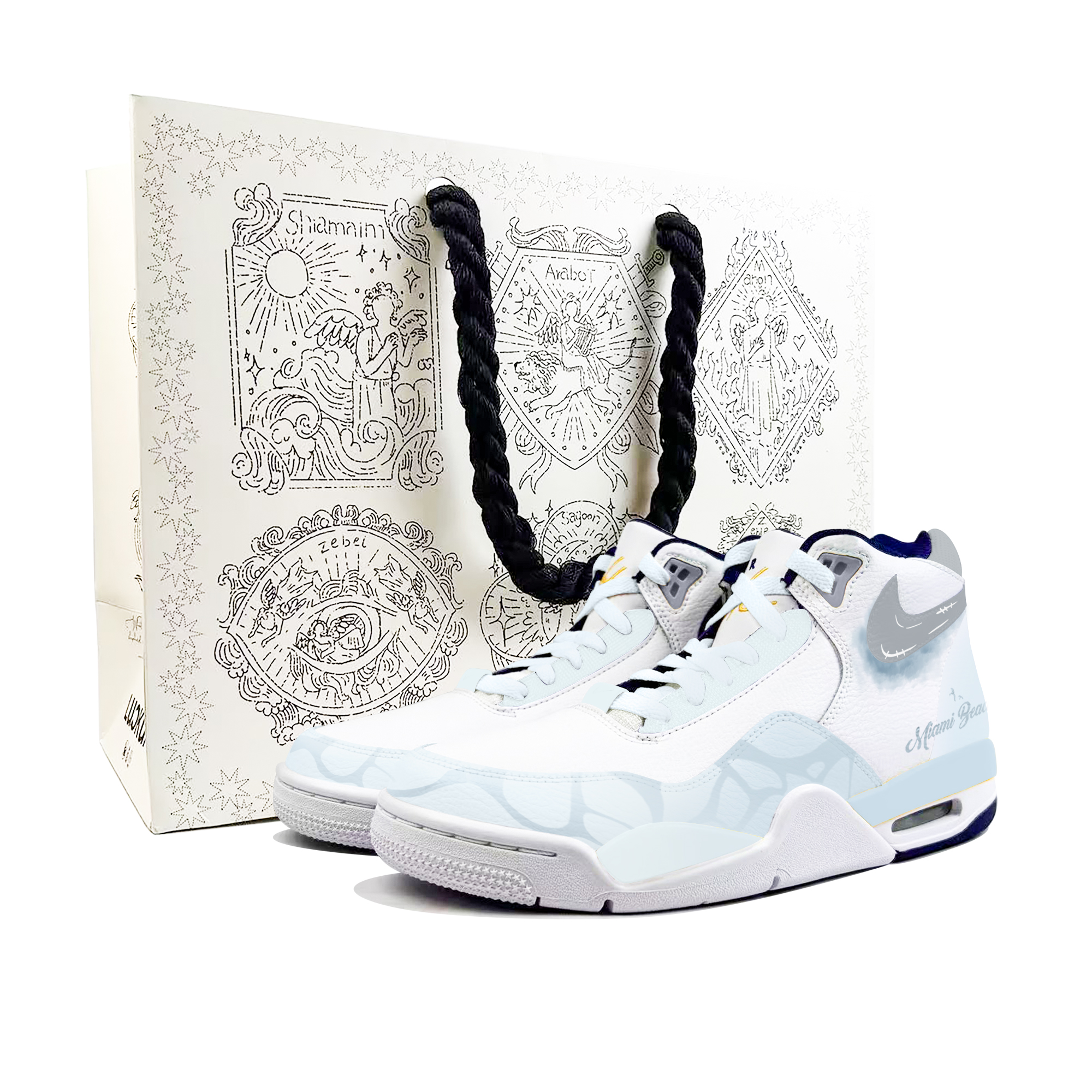 Nike Flight Legacy Slip Resistant Mid top Vintage Basketball Shoes Men's Blue