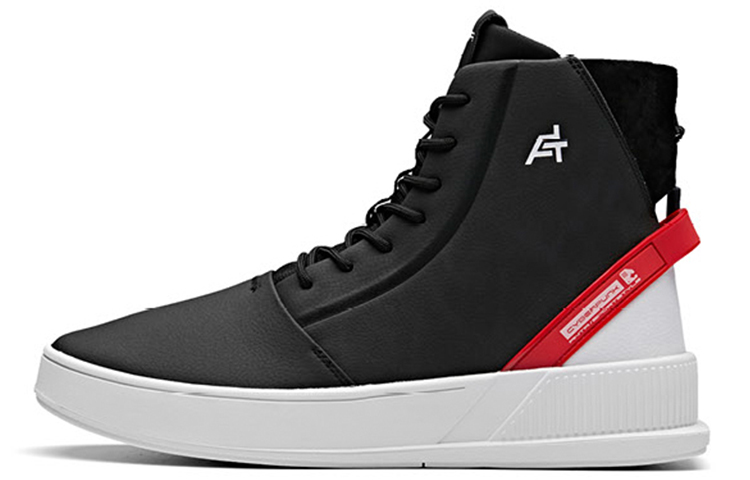 Anta Life Collection Coverage Anti-Slip And Wear-Resistant Breathable High-Top Skateboard Shoes Men's Black White Red