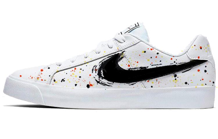 Nike Court Royale Ac Anti-Slip And Wear-Resistant Lightweight Low-Top Skateboard Shoes Unisex White Black