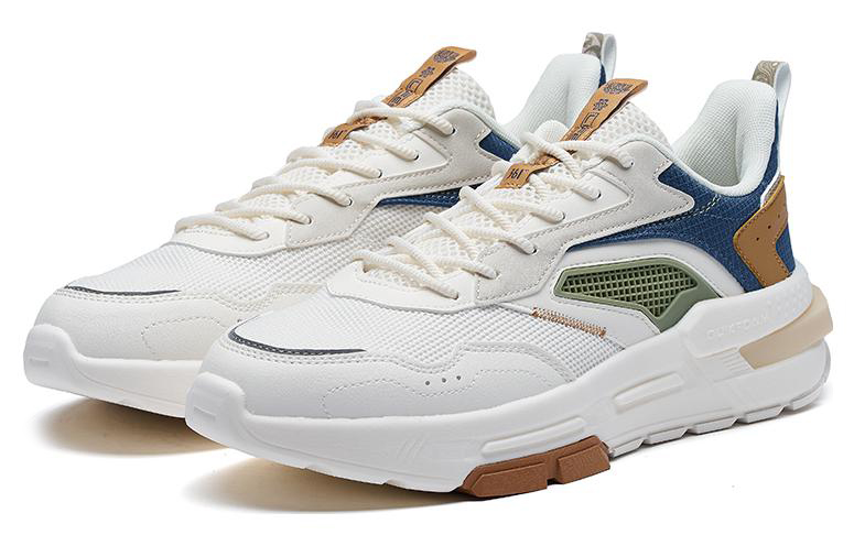 361° Anti Slip Wear Resistant Low Top Sports Casual Shoes Men's White Blue Brown